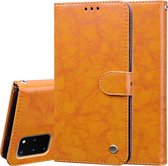 Voor Galaxy S20 Plus Business Style Oil Wax Texture Horizontal Flip Leather Case, met houder & kaartsleuven & portemonnee (bruin)