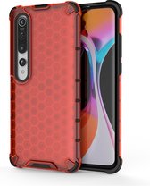 Voor Geschikt voor Xiaomi Mi 10 schokbestendige honingraat PC + TPU beschermhoes (rood)