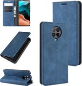 Voor xiaomi redmi k30 pro retro-skin zakelijke magnetische zuig lederen tas met houder & kaartsleuven & portemonnee (donkerblauw)