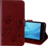 Voor Geschikt voor Xiaomi Redmi Note 5A Pro / Prime Roses Pressed Flowers Pattern Flip Leather Case met houder & kaartsleuven & portemonnee (bruin)
