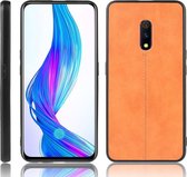 Voor Oppo Realme X schokbestendig naaien koe patroon huid PC + PU + TPU Case (oranje)