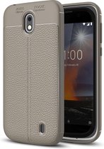 Voor Nokia 1 Litchi Texture Soft TPU beschermende achterkant van de behuizing (grijs)