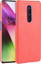 Voor OnePlus 8 Shockproof Crocodile Texture PC + PU Case (rood)