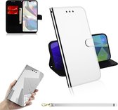 Voor Galaxy A70e Lmitated Mirror Surface Horizontale Flip Leather Case met houder & kaartsleuven & Wallet & Lanyard (zilver)