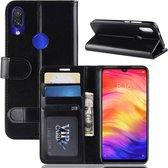 R64 textuur enkele vouw horizontale flip lederen tas voor Xiaomi Redmi Note 7, met houder & portemonnee & kaartsleuven & fotolijst (zwart)