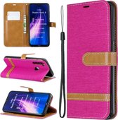 Voor Xiaomi Redmi Note 8 Kleuraanpassing Denim Texture Horizontale Flip Leather Case met houder & kaartsleuven & portemonnee & Lanyard (Rose Red)