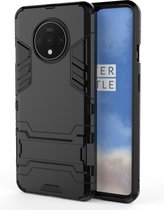 Voor OnePlus 7T schokbestendige pc + TPU beschermhoes met houder (zwart)