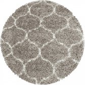 Extra hoogpolig shaggy vloerkleed Salsa - rond - beige - 200x200 cm