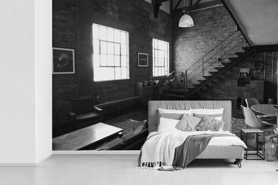 Behang - Fotobehang Zwart-wit foto ingericht appartement - Breedte 330 cm hoogte... bol.com