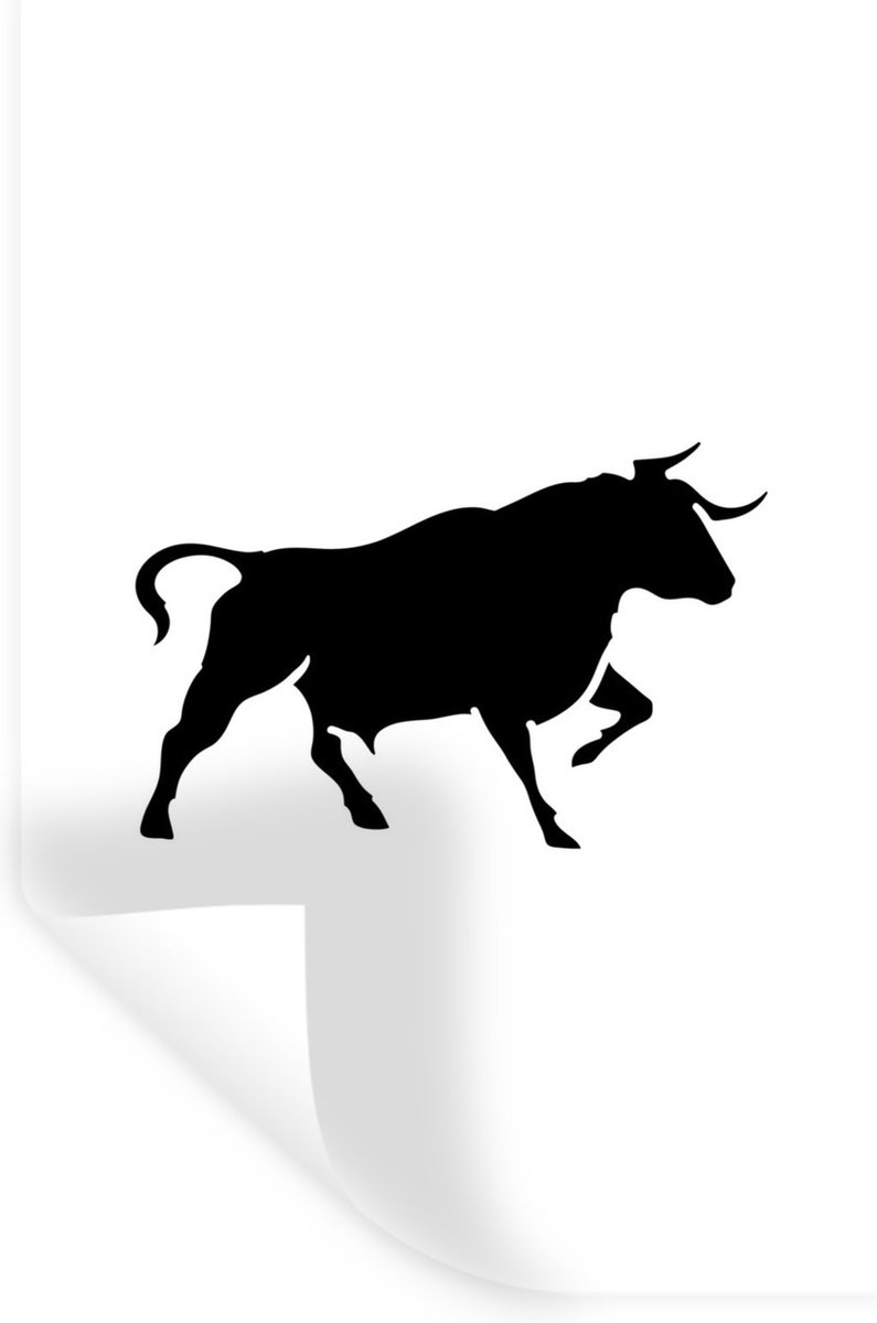 Muurstickers - Sticker Folie - Zwart-witte illustratie van een stier - 40x60 cm - Plakfoli