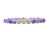 Beaddhism - Armband - Purple - Zilver - Yasa 3 - 8 mm - 18 cm