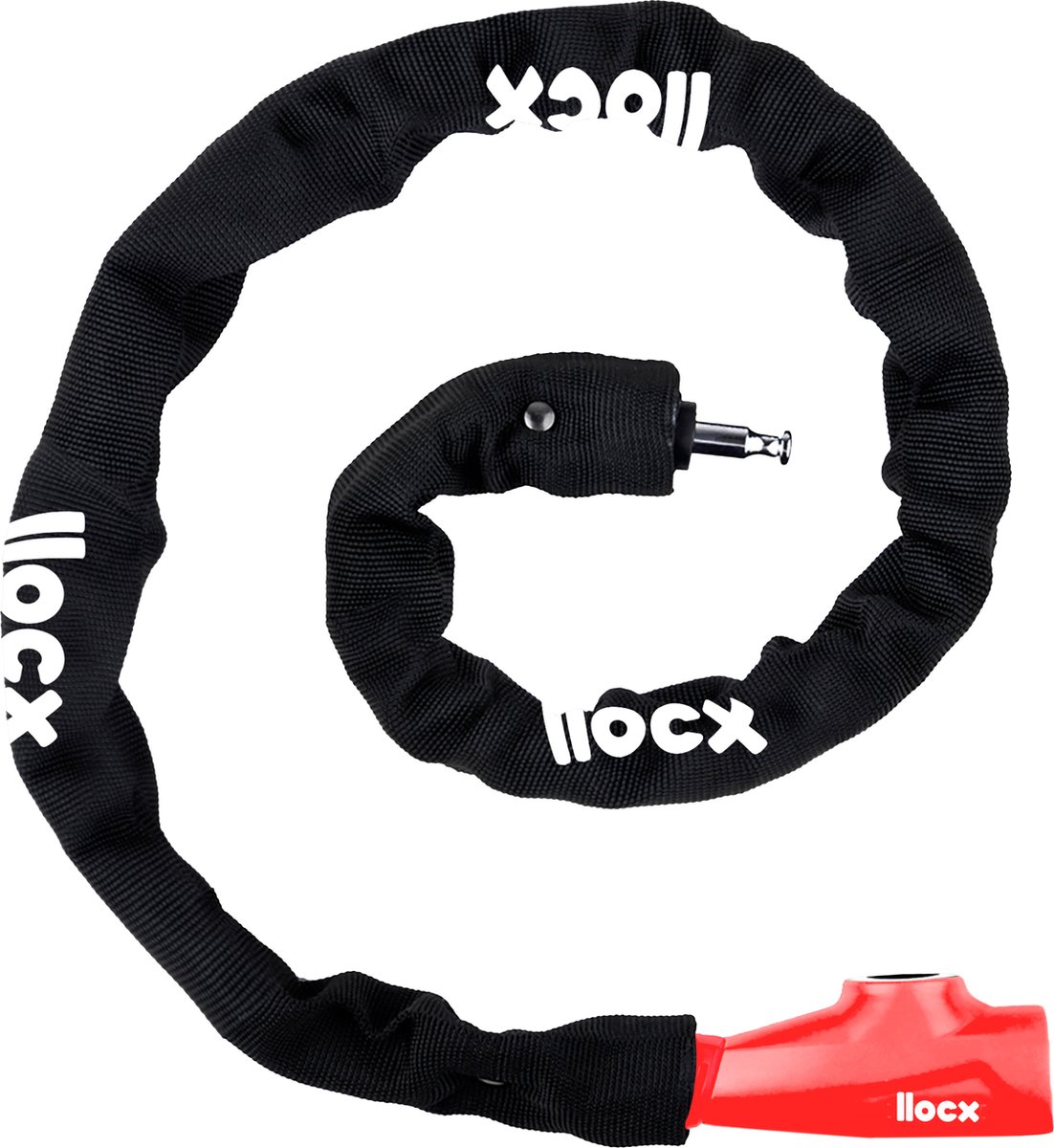 LLOCX Fiets Kettingslot - 1 meter met 2 Sleutels - Roestvrij Aluminium 6mm - Sluiting zonder Sleutel - Rode Kliksluiting - Krasvrije Sleeve