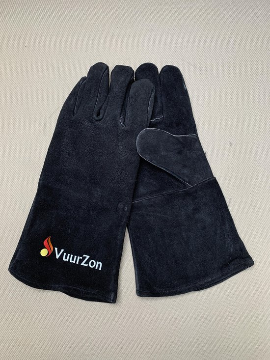 Hittebestendige handschoenen - leder - suede - hittebestendig - zwart - set L+R - ‘Merkloos