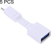 5 STUKS USB-C / Type-C Male naar USB 3.0 vrouwelijke OTG-adapter (wit)