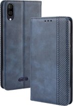 Magnetische gesp Retro Crazy Horse Texture Horizontale Flip Leather Case voor Wiko Y80, met houder & kaartsleuven & fotolijst (blauw)