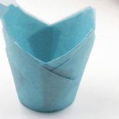 50 stks / set tulp vorm olie hittebestendige cake paper cup (blauw)