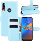 Voor MOTO E6 Plus Litchi Texture horizontale flip lederen tas met portemonnee en houder en kaartsleuven (blauw)