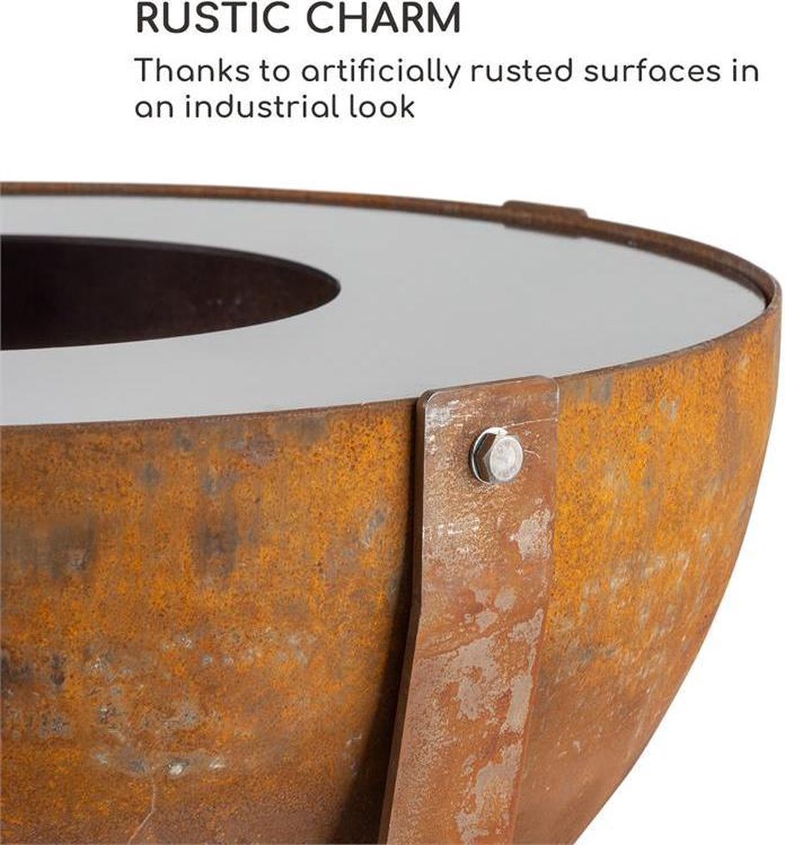 blumfeldt Vuurschaal Fire Globe met grill, grillring: Ø 59cm, vuurschaal: Ø 60cm, grillrooster: Ø 59cm, afmetingen: 60 x 120cm (ØxH), gebruikte look: kunstmatige roestlook, traploos in hoogte verstelbaar, bruin - 25 kg - voor Tuin voor Terras - Staal