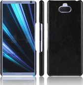 Shockproof Litchi Texture PC + PU Case voor Sony Xperia 10 (zwart)