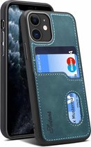 Voor iPhone 11 H09 TPU + PU lederen anti-val beschermhoes met kaartsleuven (groen)