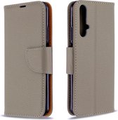 Voor Huawei Honor 20S litchi textuur pure kleur horizontale flip pu lederen case met houder & kaartsleuven & portemonnee & lanyard (grijs)