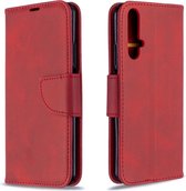 Voor Huawei Honor 20S retro lamsvacht textuur pure kleur horizontale flip pu lederen case met houder & kaartsleuven & portemonnee & lanyard (rood)