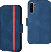 Voor Huawei P30 Pro Retro Frosted Oil Side Horizontal Flip Case met houder en kaartsleuven (blauw)