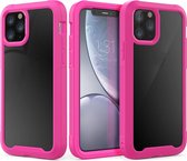 Voor iPhone 11 Pro Transparant Serie Frame TPU + PC Stofdicht Krasbestendig Valbestendig Beschermhoes (Rozerood)