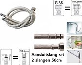 2 x Flexibele Aansluitslang / Waterslang / 500mm DN8 G3/8 x M8 Kort