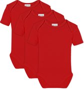 Link Kidswear - Unisex korte mouw romper van biologisch katoen - maat 74/80 - rood - 3 stuks