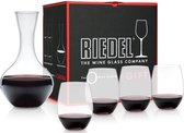 Riedel Rode Wijnglazenset O Wine - 4 stuks met Decanteerkaraf