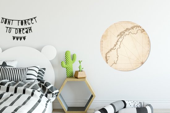 Illustration d'une carte ancienne de la Norvège Sticker mural cercle mural 50x50 cm / cercle papier peint / cercle mural / cercle vivant - autocollant et découpe ronde
