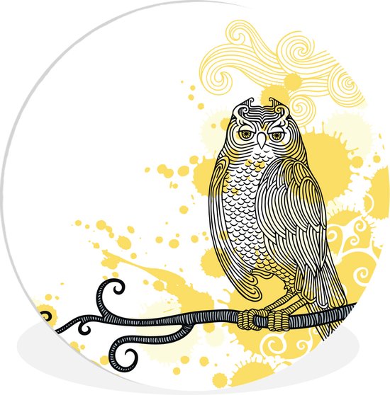 Illustration de l'assiette en plastique hibou Wall Circle ⌀ 90 cm - impression photo sur cercle mural / cercle vivant (décoration murale)
