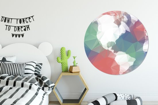 WallCircle - Wandcirkel ⌀ 120 - Illustratie wereld low poly - Ronde schilderijen woonkamer - Wandbord rond - Muurdecoratie cirkel - Kamer decoratie binnen - Wanddecoratie muurcirkel - Woonaccessoires XXL