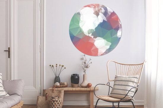 WallCircle - Wandcirkel ⌀ 120 - Illustratie wereld low poly - Ronde schilderijen woonkamer - Wandbord rond - Muurdecoratie cirkel - Kamer decoratie binnen - Wanddecoratie muurcirkel - Woonaccessoires XXL
