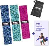 Victorem Weerstandsbanden Katoen 3 stuks + Workout Guide (E-book) - Booty Band - Resistance Band - Fitness Elastiek - Yoga - Workout Elastiek - Fitness Band - Insanity - CrossFit -