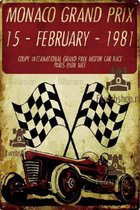 Vintage - Formule 1 - Grand Prix Monaco -1981 - metalen bord -  F1 - Max verstappen - Mannen Cadeau - Max verstappen - F1 Wandbord – Mancave - vaderdag cadeau - vaderdag - historische grand p