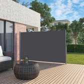 Zijluifel, uittrekbaar, 200 x 350 cm (H x L), privacyscherm, zonwering, zijjaloezie, voor balkon, terras, tuin, rookgrijs GSA205G02