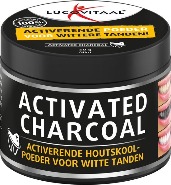 Foto: Lucovitaal activated charcoal geactiveerde houtskoolpoeder voor wittere tanden 50 gram