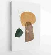 Abstract art background vector. Modern Gold shape line art wallpaper 3 - Moderne schilderijen – Vertical – 1934361686 - 50*40 Vertical