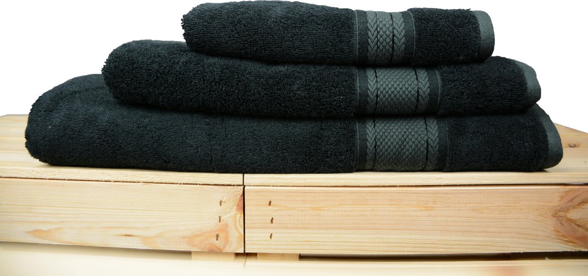 ARTG® Natural Bamboo - Badhanddoek - 70 x 140 cm - Zwart - Black - SET 2 stuks