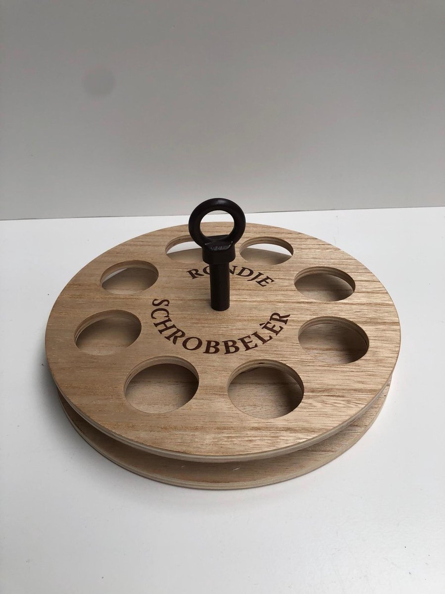 Schrobbelèr - Rondje - dienblad hout schrobbelaar 8 vakjes voor shotglas of borrelglas