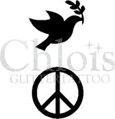 Chloïs Glittertattoo Sjabloon 5 Stuks - Bird Peace - Duo Stencil - CH1708 - 5 stuks gelijke zelfklevende sjablonen in verpakking - Geschikt voor 10 Tattoos - Nep Tattoo - Geschikt