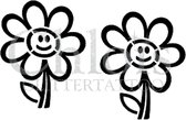 Chloïs Glittertattoo Sjabloon 5 Stuks - Happy Flower - Duo Stencil - CH3005 - 5 stuks gelijke zelfklevende sjablonen in verpakking - Geschikt voor 10 Tattoos - Nep Tattoo - Geschik