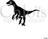 Chloïs Glittertattoo Sjabloon 5 Stuks - Raptor Dino - CH1906 - 5 stuks gelijke zelfklevende sjablonen in verpakking - Geschikt voor 5 Tattoos - Nep Tattoo - Geschikt voor Glitter T