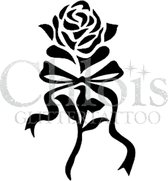 Chloïs Glittertattoo Sjabloon 5 Stuks - Rose with Bow - CH3020 - 5 stuks gelijke zelfklevende sjablonen in verpakking - Geschikt voor 5 Tattoos - Nep Tattoo - Geschikt voor Glitter