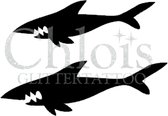 Chloïs Glittertattoo Sjabloon 5 Stuks - Shark - Duo Stencil - CH1318 - 5 stuks gelijke zelfklevende sjablonen in verpakking - Geschikt voor 10 Tattoos - Nep Tattoo - Geschikt voor