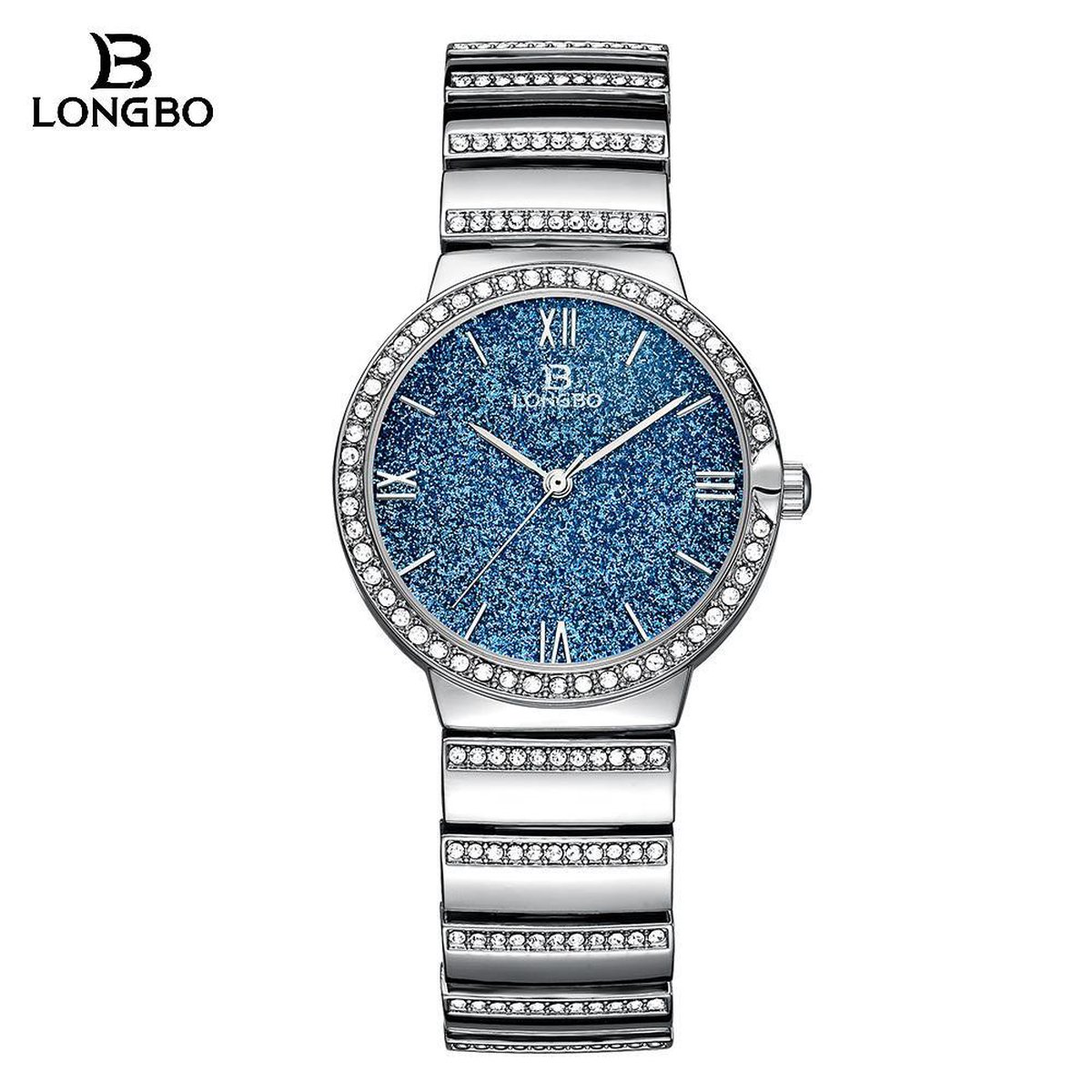 Longbo - Dames Horloge - Zilver/Blauw - Ø 34.5mm (Productvideo)