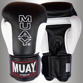 MUAY® Premium Leder Bokshandschoenen Zwart Wit 12 OZ