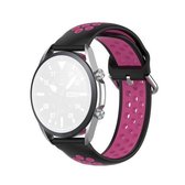 Voor Galaxy Watch 3 45 mm siliconen sport tweekleurige band, maat: 22 mm (zwarte roos)